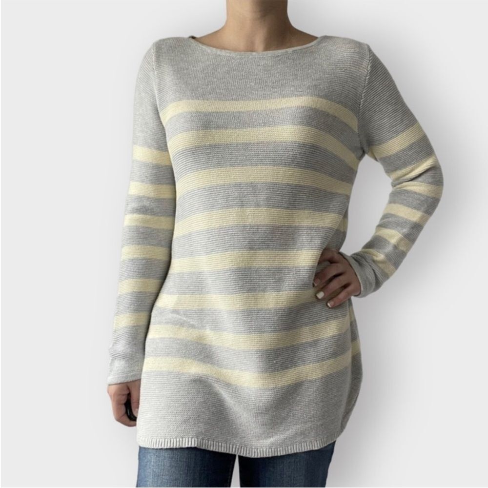J. Jill Textured Knit Striped Cotton Sweater Top Size XL